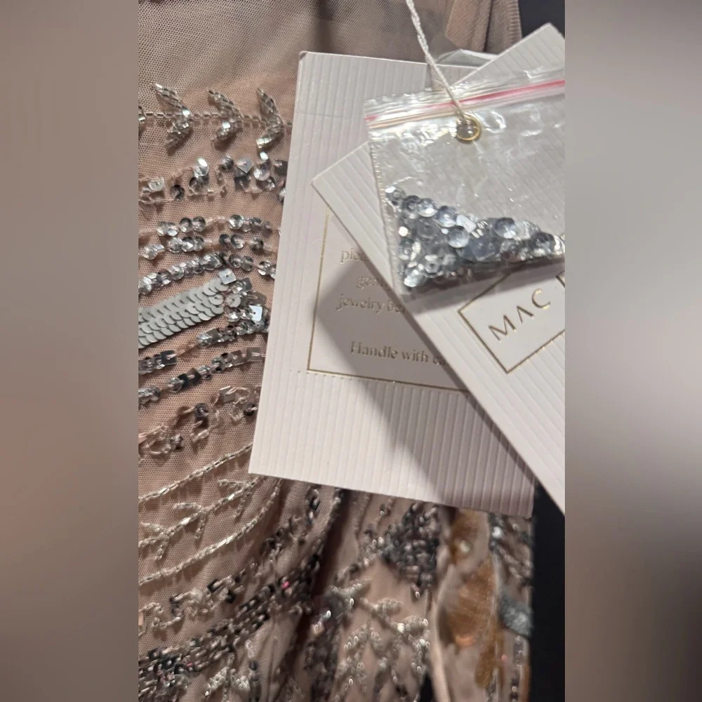 MAC DUGGAL
Long Sleeve Embellished Illusion Evening Gown 5217 Nude silver prom - Picture 8 of 8